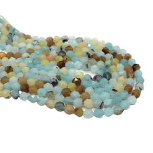 Fil de perles en pierre d'Amazonite naturelle facettée pour création de bijoux DIY
