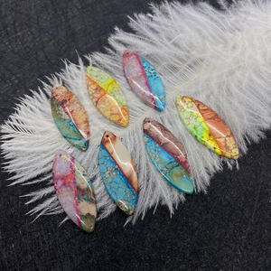 Marquise cut colorful imperial stone pendants with gold veins on white feather