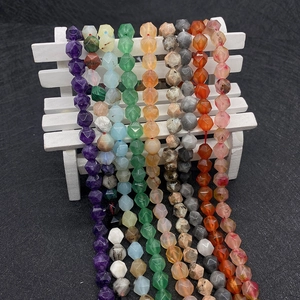Faceted natural agate stone beads in multiple colors for DIY jewelry making