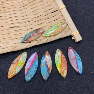 7pcs marquise imperial stone pendants with colorful texture for DIY jewelry making