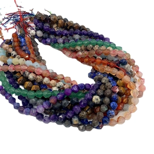 Natural faceted agate stone beads set with amethyst and tiger eye for DIY jewelry making