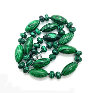 Handmade Natural Stone Beaded Necklace For Women Men Polished Agate Turquoise Quartz Cylinder Pendant Necklaces Ethnic Jewelry