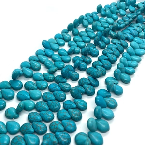 Teardrop-shaped turquoise beads with natural matrix veins for DIY jewelry making