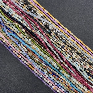 Faceted 2-4mm natural gemstone beads including lapis and amethyst for DIY jewelry