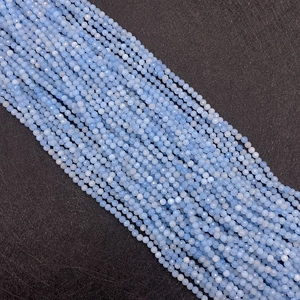 Faceted natural blue apatite stone round beads 2-4mm for DIY jewelry making
