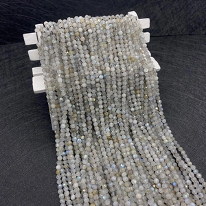 Close-up of faceted labradorite natural stone beads for DIY jewelry making