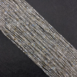 Natural Faceted Labradorite Gray Flash Stone Round Beads For DIY Jewelry Making Bracelet Necklace Accessories For Unisex