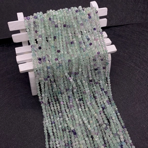 Perline di fluorite naturale sfaccettata in verde chiaro e viola per gioielli fai-da-te