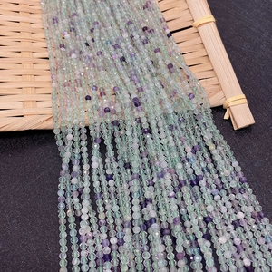 Perle di fluorite naturale sfaccettate in verde e viola per gioielli fai da te