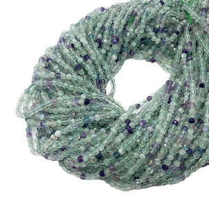 Faceted natural fluorite beads in green and purple hues for DIY jewelry making