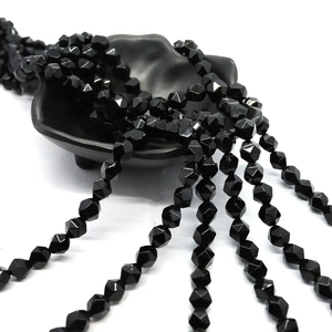 Polished black faceted natural stone beads for DIY jewelry making and necklace design