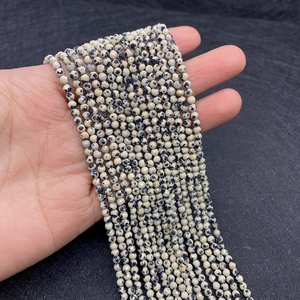 Faceted dalmatian jasper beads in cream and black for DIY jewelry making