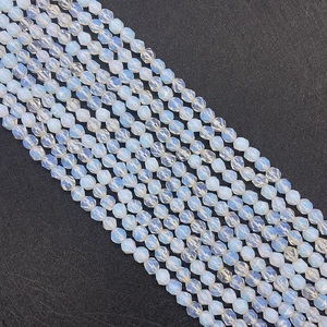 Facettierte Opalith-Glasperlen für DIY-Schmuckherstellung mit irisierendem weißem Finish