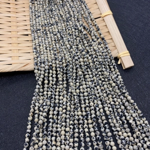 Faceted natural dalmatian jasper stone beads for DIY jewelry making and bracelets