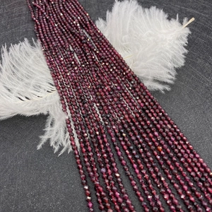 Natürliche Facettierte Granat Runde Lose Perlen Für DIY Schmuckherstellung Trendige Edelstein Zubehör Dunkelrot Strang Für Armbänder