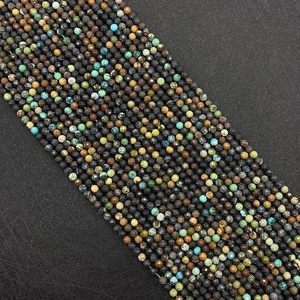 Natural Stone Faceted Round Beads African Turquoise Jasper Loose Strand For DIY Bracelet Necklace Jewelry Making Finding Accessory