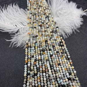 Macro detail of faceted natural amazonite stone beads for DIY jewelry making
