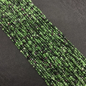 Faceted ruby in zoisite beads strands in green and red for DIY jewelry making