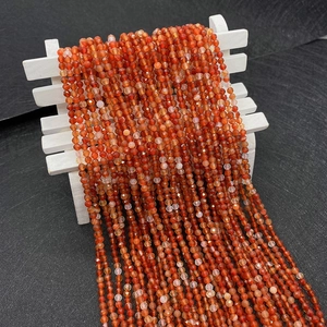 Faceted natural red agate round beads for DIY jewelry making with 2-4mm micro cut finish