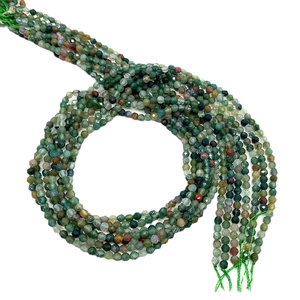 Strands of faceted Indian Agate natural stone beads in forest green for DIY jewelry