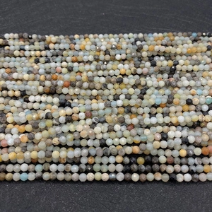 Macro view of multi-color faceted 2-3mm natural stone beads for DIY jewelry making
