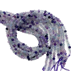 Faceted natural amethyst and fluorite loose beads for DIY jewelry making and bracelets