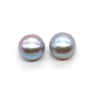 Natural freshwater pearl beads in metallic purple and silver grey for DIY jewelry making