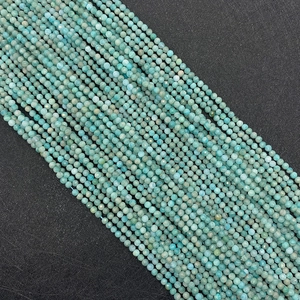 Natural Stone Amazonite Beads Faceted Round Shape Beads For DIY Bracelet Necklace Jewelry Making Accessories Findings