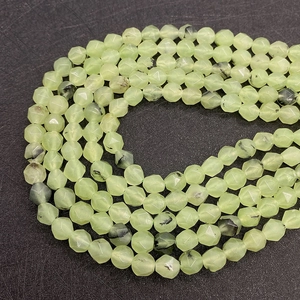 Natural faceted prehnite beads 6-10mm irregular green gemstones for DIY jewelry