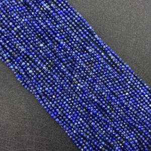 Faceted natural blue Lapis Lazuli round beads for DIY jewelry making and bracelets