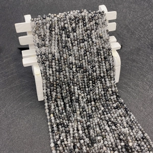 Perline sfaccettate in quarzo rutilato nero da 2-3mm per creazione gioielli fai da te