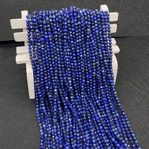 Faceted natural blue lapis lazuli round loose beads for DIY jewelry making and bracelets
