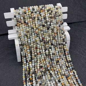 Faceted natural stone round beads in multi-color mix for DIY jewelry making