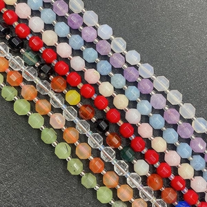 Natural Stone Faceted Beads Quartz Agate Amethyst Tiger Eye Loose Beads Strand For DIY Jewelry Making Bracelet Necklace Accessories