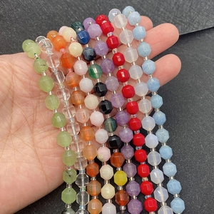 Faceted natural crystal stone loose beads in assorted colors for DIY jewelry making