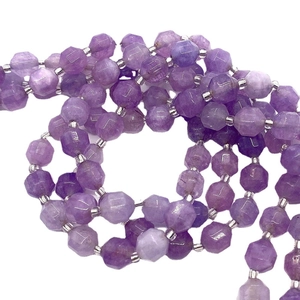 Faceted natural lavender amethyst beads 6-10mm with silver spacers for DIY jewelry making