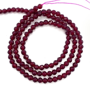 Deep red faceted spinel beads 2mm 3mm round natural stone for DIY necklace jewelry