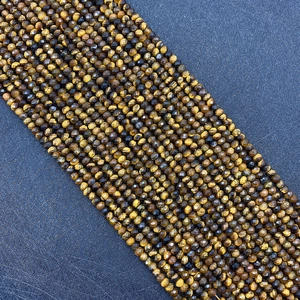 Natural Tiger Eye Faceted Rondelle Beads Brown Yellow Striped Loose Stone Beads For DIY Jewelry Making Necklaces Bracelets