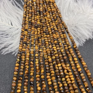 Faceted tiger eye stone beads for DIY jewelry making with golden brown flash textures