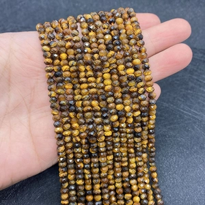 Handheld faceted natural tiger eye stone beads strings for DIY jewelry making