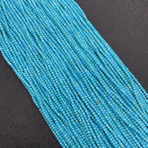 Gefacetteerde Turkoois Natuursteen Ronde Kralen Voor DIY Sieraden Maken Armband Ketting Accessoires Kleine Blauwe Losse Kralenstreng