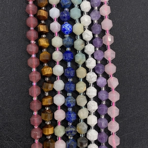 Faceted natural gemstone beads including rose quartz and tiger eye for DIY jewelry