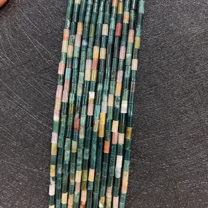 Perle a tubo in pietra di sangue naturale 2x4mm per creazione di gioielli e collane