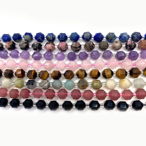 Faceted natural gemstone beads including lapis lazuli and amethyst for DIY jewelry making