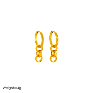 Minimalist golden stainless steel triple interlocking circle drop earrings for women