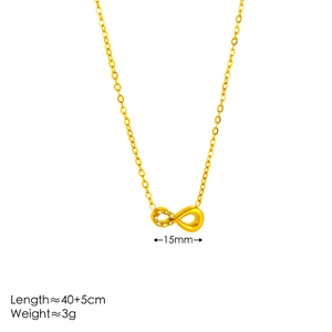 18k gold plated stainless steel infinity necklace with sparkling zircon pendant
