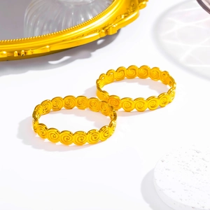 Bracciale Rigido in Acciaio Inossidabile a Spirale Cerchi Concentrici Placcato Oro 18K Minimalista Aperto per Donna Gioielli