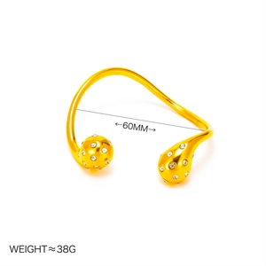 Minimalist Titanium Steel Water Drop Open Cuff Bangle For Women Gold Silver Plated Irregular Rhinestone Bangle Bracelet Jewelry