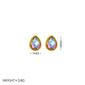 Boucles d'oreilles minimalistes en forme de poire avec cristal irisé étincelant