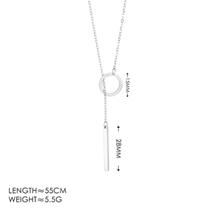 Collar de doble capa de plata minimalista con colgantes de círculo y barra